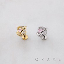 CZ HEART PLANET MULTI CZ MOON THREADLESS (PUSH IN) 316L SURGICAL STEEL LABRET SET